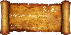 Kódor Henrietta névjegykártya