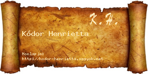 Kódor Henrietta névjegykártya